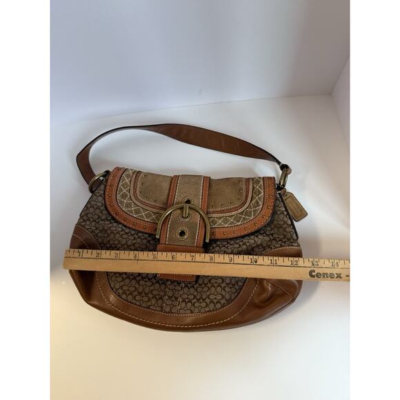 Coach Vintage Y2K Soho F11517 Signature C Canvas Patchwork Hobo Bag Tan - Picture 6 of 11